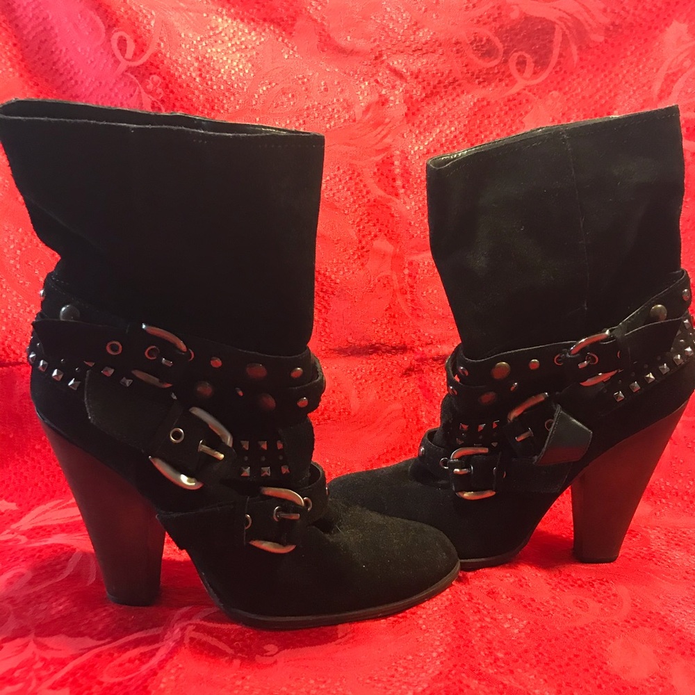 Black suede ankle boots
